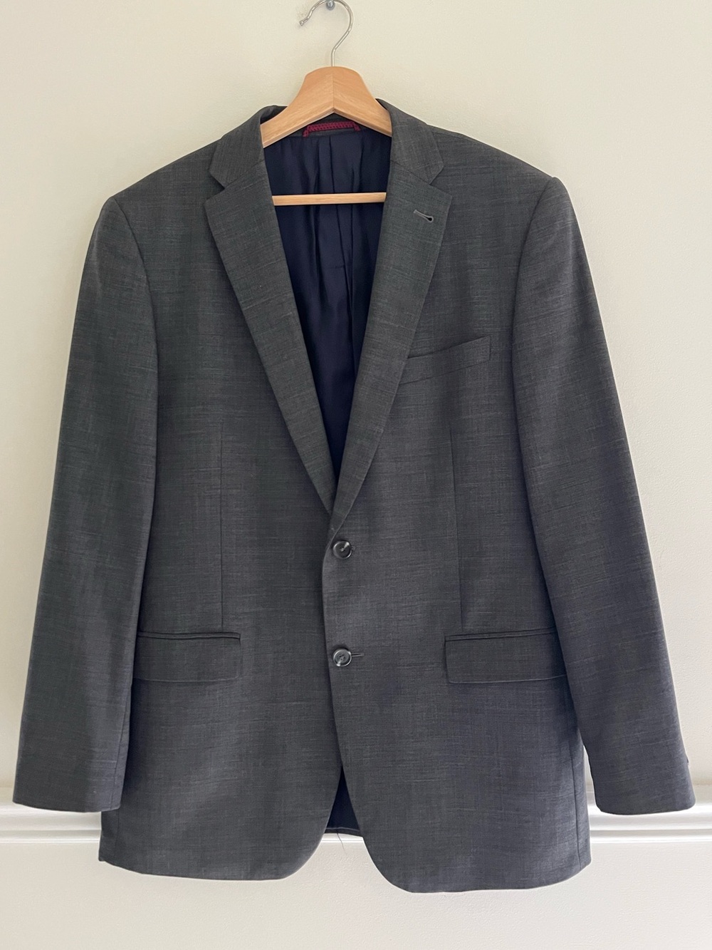 Jerem Men's Charcoal Blazer Comfort fit Super 120 100% Wool 54 (US44)